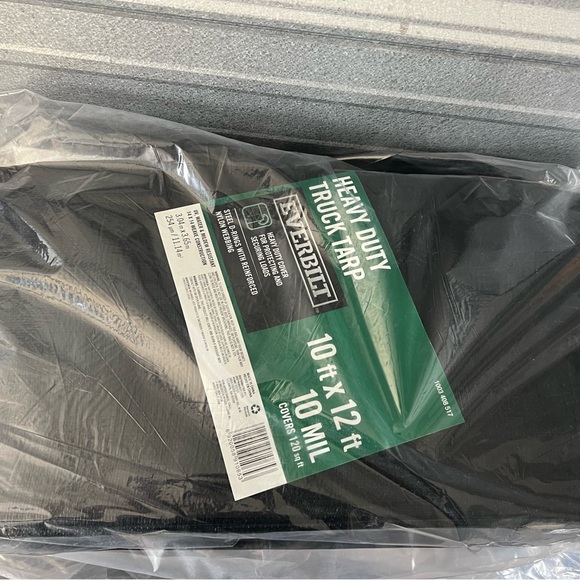 Truck Tarp 10 ft. x 12 ft. Black Heavy Duty Cover with Steel Rings Nylon Webbing - Picture 2 of 2